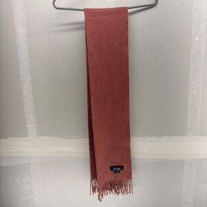 El Daws Unisex Cashmere Rectangle Fringe Scarf Salmon/Pink 60" long 13" wide